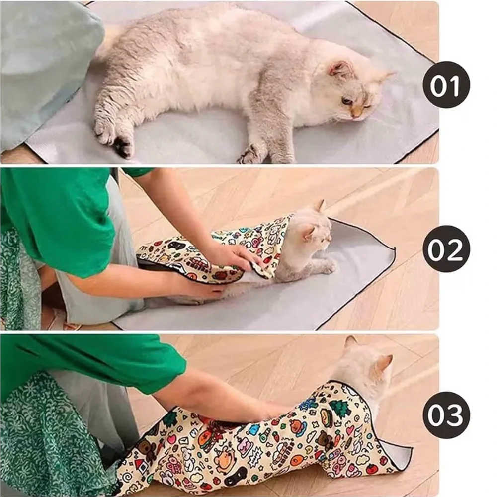 Floral Cat Bandana with Grooming Tools